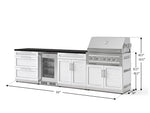 NewAge Outdoor Kitchens Stainless Steel 7-Piece Cabinet Set with 3-Drawer, Bar, Grill Cabinet, Platinum Grill, Countertop, and Glass Door Fridge-73636-Garage Giant 