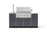 NewAge Outdoor Kitchens Outdoor Grill Island Aluminum 5-Piece Cabinet Set with Sink, 1 Door, Grill Cabinet, Platinum Grill and Stainless Steel Countertop - (Natural Gas) 