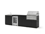 NewAge Outdoor Kitchens Stainless Steel 6-Piece Cabinet Set with Sink, Bar, Grill Cabinet, Platinum Grill, Countertop and Glass Door Fridge-73752-Garage Giant 