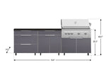NewAge Outdoor Kitchens Aluminum 5-Piece Cabinet Set With Casters and 3 Drawer, Bar, Grill Cabinet, Platinum Grill, Countertop-72575-Garage Giant 