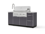 NewAge Outdoor Kitchens Outdoor Grill Island Aluminum 5-Piece Cabinet Set with Sink, 3 Drawer, Grill Cabinet, Platinum Grill and Stainless Steel Countertop-75558-Garage Giant 