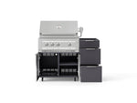 NewAge Outdoor Kitchens Outdoor Grill Island Aluminum 3-Piece Cabinet Set with Casters and 3-Drawer, Grill Cabinet and Platinum Grill - (Liquid Propane) 