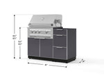 NewAge Outdoor Kitchens Outdoor Grill Island Aluminum 3-Piece Cabinet Set with 3-Drawer, Grill Cabinet and Platinum Grill - (Natural Gas) 