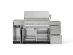 NewAge Outdoor Kitchens Outdoor Grill Island Stainless-Steel 5-Piece Cabinet Set with Sink, 3 Drawer, Grill Cabinet, Platinum Grill and Stainless Steel Countertop - (Liquid Propane) 