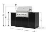NewAge Outdoor Kitchens Outdoor Grill Island Aluminum 5-Piece Cabinet Set with Sink, 1 Door, Grill Cabinet, Platinum Grill and Stainless Steel Countertop - (Liquid Propane) 