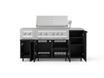 NewAge Outdoor Kitchens Outdoor Grill Island Stainless-Steel 6-Piece Cabinet Set with Casters and 1-Door, Grill Cabinet, Platinum Grill, Dual Side Burner, Countertop 