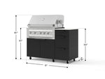 NewAge Outdoor Kitchens Outdoor Grill Island Stainless-Steel 4-Piece Cabinet Set with Casters and 3-Drawer, Grill Cabinet, Platinum Grill and Dekton in Aeris Countertop - (Liquid Propane) 