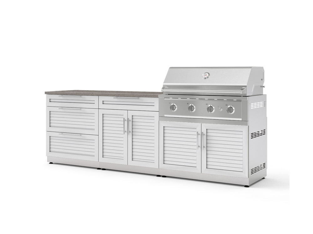 NewAge Outdoor Kitchens Stainless-Steel 5-Piece Cabinet Set with 3-Drawer, Bar, Grill Cabinet, Performance Grill and Countertop-73362-Garage Giant