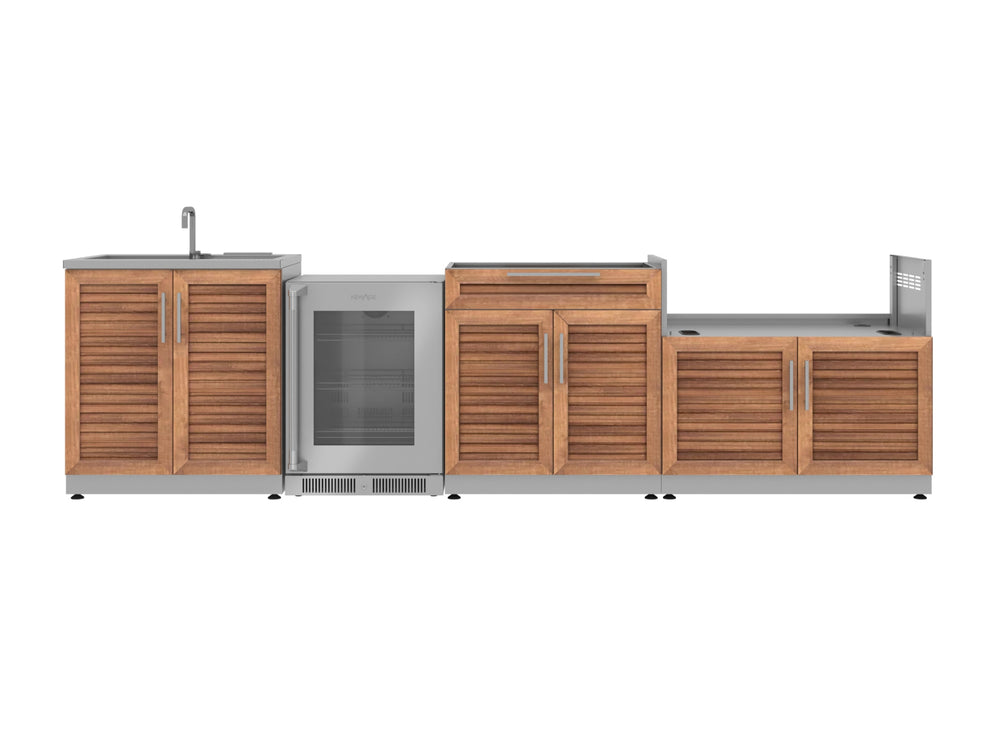 NewAge Outdoor Kitchens Stainless Steel 4-Piece Cabinet Set with Sink, Bar, Grill Cabinet and Fridge-66384-Garage Giant