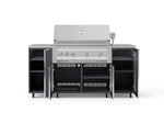 NewAge Outdoor Kitchens Outdoor Grill Island Aluminum 6-Piece Cabinet Set with Casters and 1 Door, Grill Cabinet, Platinum Grill, Countertops-74895-Garage Giant 