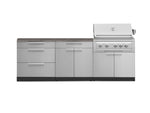 NewAge Outdoor Kitchens Stainless-Steel 5-Piece Cabinet Set with with 3-Drawer, Bar, Grill Cabinet, Platinum Grill and Countertop-71211-Garage Giant 