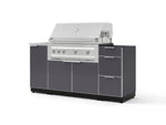 NewAge Outdoor Kitchens Outdoor Grill Island Aluminum 5-Piece Cabinet Set with Sink, 3 Drawer, Grill Cabinet, Platinum Grill and Stainless Steel Countertop - (Liquid Propane) | Garage Giant 