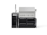 NewAge Outdoor Kitchens Outdoor Grill Island Aluminum 3-Piece Cabinet Set with Sink, Grill Cabinet and Platinum Grill-75338-Garage Giant 