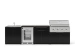 NewAge Outdoor Kitchens Aluminum 6-Piece Cabinet Set with Sink, Bar, Grill Cabinet, Performance Grill, Countertop and Glass Door Fridge-73724-Garage Giant 