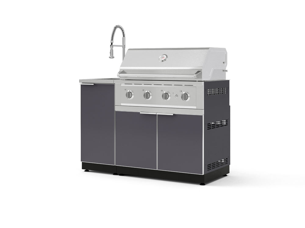 NewAge Outdoor Kitchens Outdoor Grill Island Aluminum 3-Piece Cabinet Set with Sink, Grill Cabinet and Performance Grill-75331-Garage Giant