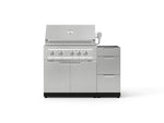 NewAge Outdoor Kitchens Outdoor Grill Island Stainless-Steel 3-Piece Cabinet Set with 3-Drawer, Grill Cabinet and Platinum Grill - (Liquid Propane) 