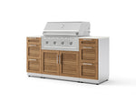 NewAge Outdoor Kitchens Outdoor Grill Island Stainless-Steel Louvered Doors 6-Piece Cabinet Set with 3 Drawers, Grill Cabinet, Performance Grill and Dekton in Aeris Countertops - (Natural Gas) | Garage Giant 
