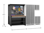 NewAge Garage Cabinets Pro Series 5-Piece Cabinet Set with Base, Wall Cabinet, Locker, 62 in. Workstation, and Pegboard Accessories Kit-32634-Garage Giant 