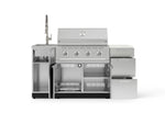 NewAge Outdoor Kitchens Outdoor Grill Island Stainless-Steel 5-Piece Cabinet Set with Sink, 3 Drawer, Grill Cabinet, Performance Grill and Stainless Steel Countertop - (Liquid Propane) 