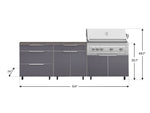 NewAge Outdoor Kitchens Aluminum 5-Piece Cabinet Set With Casters and 3 Drawer, Bar, Grill Cabinet, Platinum Grill, Countertop-72611-Garage Giant 
