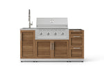 NewAge Outdoor Kitchens Outdoor Grill Island Stainless-Steel Louvered Doors 5-Piece Cabinet Set with Sink, 3 Drawer, Grill Cabinet, Performance Grill and Stainless Steel Countertop - (Natural Gas) 