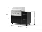 NewAge Outdoor Kitchens Outdoor Grill Island Aluminum 4-Piece Cabinet Set with Casters and 3-Drawer, Grill Cabinet, Performance Grill and Dekton in Aeris Countertop - (Liquid Propane) 