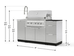 NewAge Outdoor Kitchens Outdoor Grill Island Stainless-Steel 5-Piece Cabinet Set with Sink, 3 Drawer, Grill Cabinet, Platinum Grill and Stainless Steel Countertop - (Liquid Propane) 