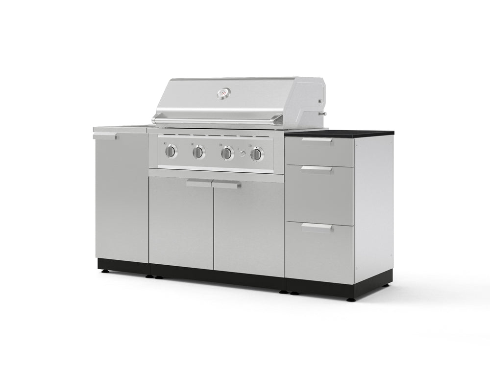 NewAge Outdoor Kitchens Outdoor Grill Island Stainless-Steel 5-Piece Cabinet Set with Sink, 3 Drawer, Grill Cabinet, Performance Grill and Stainless Steel Countertop - (Natural Gas) | Garage Giant