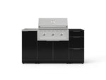 NewAge Outdoor Kitchens Outdoor Grill Island Aluminum 5-Piece Cabinet Set with Sink, 3 Drawer, Grill Cabinet, Performance Grill and Stainless Steel Countertop - (Natural Gas) 