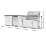 NewAge Outdoor Kitchens Stainless Steel 7-Piece Cabinet Set with 3-Drawer, Bar, Grill Cabinet, Platinum Grill, Countertop, and Stainless Steel Door Fridge-73693-Garage Giant 