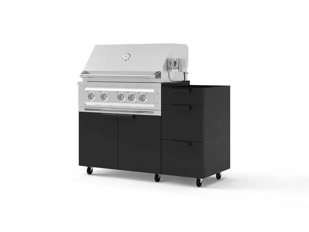 NewAge Outdoor Kitchens Outdoor Grill Island Stainless-Steel 3-Piece Cabinet Set with Casters and 3-Drawer, Grill Cabinet and Platinum Grill - (Liquid Propane) | Garage Giant
