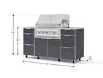 NewAge Outdoor Kitchens Outdoor Grill Island Aluminum 6-Piece Cabinet Set with Casters 3 Drawers, Grill Cabinet, Platinum Grill, Countertops 