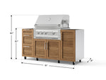 NewAge Outdoor Kitchens Outdoor Grill Island Stainless-Steel Louvered Doors 5-Piece Cabinet Set with Casters 1 Door, 3 Drawer, Grill Cabinet and Platinum Grill - (Liquid Propane) 