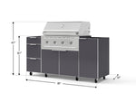 NewAge Outdoor Kitchens Outdoor Grill Island Aluminum 5-Piece Cabinet Set with Casters 1 Door, 3 Drawer, Grill Cabinet and Performance Grill - (Liquid Propane) 