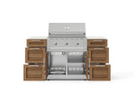 NewAge Outdoor Kitchens Outdoor Grill Island Stainless-Steel Louvered Doors 6-Piece Cabinet Set with 3 Drawers, Grill Cabinet, Performance Grill and Dekton in Aeris Countertops - (Liquid Propane) 