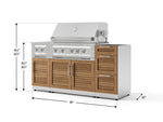 NewAge Outdoor Kitchens Outdoor Grill Island Stainless-Steel Louvered Doors 5-Piece Cabinet Set with 3-Drawer, Grill Cabinet, Dual Side Burner and Platinum Grill - (Liquid Propane) 