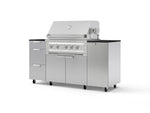 NewAge Outdoor Kitchens Outdoor Grill Island Stainless-Steel 6-Piece Cabinet Set with Casters 1 Door, 3 Drawer, Grill Cabinet, Platinum Grill and Dekton in Sirius Countertops - (Liquid Propane) | Garage Giant 
