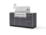 NewAge Outdoor Kitchens Outdoor Grill Island Aluminum 5-Piece Cabinet Set with Sink, 3 Drawer, Grill Cabinet, Platinum Grill and Stainless Steel Countertop - (Liquid Propane) | Garage Giant 