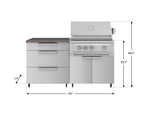 NewAge Outdoor Kitchens Stainless Steel 4-Piece Cabinet set with Casters and 3 Drawer, Grill Cabinet, Platinum Grill, Countertop-72180-Garage Giant 