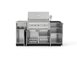 NewAge Outdoor Kitchens Outdoor Grill Island Stainless-Steel 5-Piece Cabinet Set with Sink, 1 Door, Grill Cabinet, Platinum Grill and Stainless Steel Countertop - (Liquid Propane) 