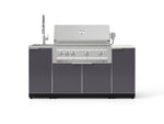 NewAge Outdoor Kitchens Outdoor Grill Island Aluminum 5-Piece Cabinet Set with Sink, 1 Door, Grill Cabinet, Platinum Grill and Stainless Steel Countertop - (Natural Gas) 