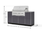 NewAge Outdoor Kitchens Outdoor Grill Island Aluminum 5-Piece Cabinet Set with Sink, 1 Door, Grill Cabinet, Platinum Grill and Stainless Steel Countertop-74649-Garage Giant 