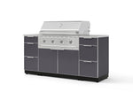 NewAge Outdoor Kitchens Outdoor Grill Island Aluminum 6-Piece Cabinet Set with 3 Drawers, Grill Cabinet, Performance Grill and Countertops-74715-Garage Giant 