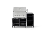 NewAge Outdoor Kitchens Outdoor Grill Island Aluminum 4-Piece Cabinet Set with Casters and 1 Door, Grill Cabinet, Platinum Grill, Countertop 