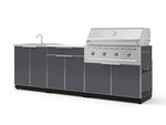 NewAge Outdoor Kitchens Aluminum 5-Piece Cabinet Set with Bar, Grill, Sink Cabinet, Performance Grill, and Countertop - (Natural Gas) | Garage Giant 