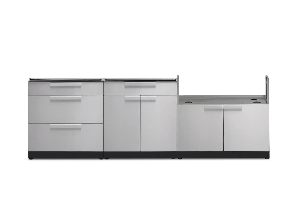 NewAge Outdoor Kitchens Stainless-Steel 3-Piece Cabinet Set with 3-Drawer, Bar and Grill Cabinet-65103-Garage Giant