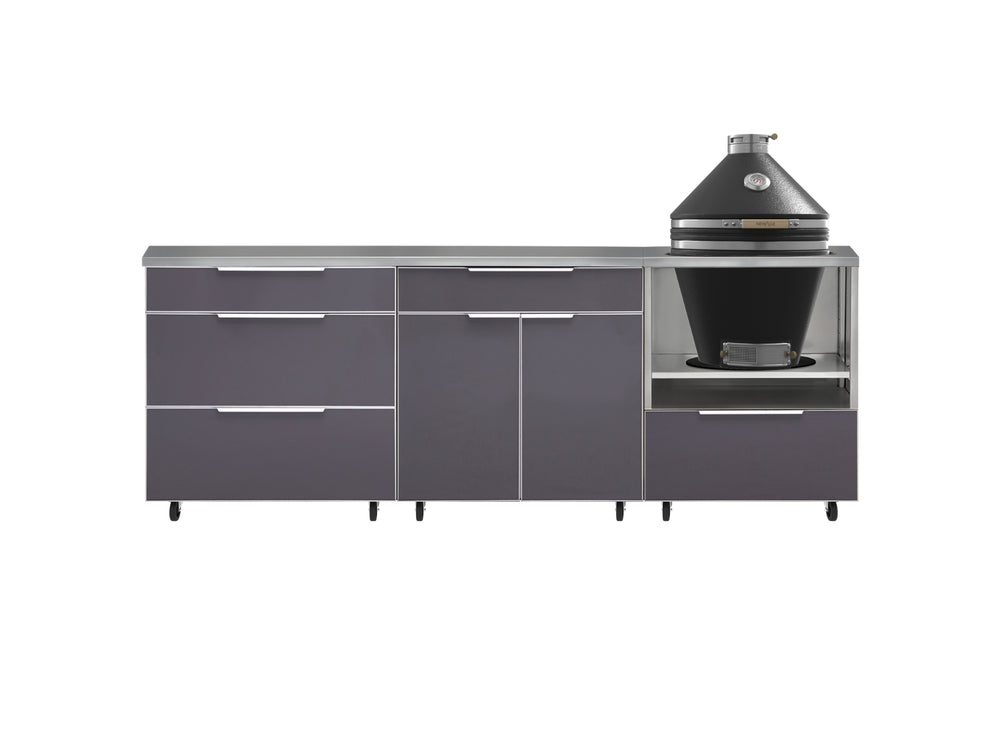 NewAge Outdoor Kitchens Aluminum 5-Piece Cabinet Set With Casters and 3 Drawer, Bar, Kamado Cabinet, Kamado, Countertop-72675-Garage Giant