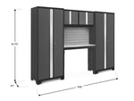 NewAge Garage Cabinets Bold Series 5-Piece Cabinet Set with Locker, RTA Locker, Tool, Wall Cabinets, Slatwall Backsplash, Workbench and Worktop-63033-Garage Giant 