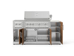 NewAge Outdoor Kitchens Outdoor Grill Island Stainless-Steel Louvered Doors 6-Piece Cabinet Set with 1-Door, Grill Cabinet, Platinum Grill, Dual Side Burner and Dekton in Aeris Countertop - (Natural Gas) 