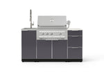 NewAge Outdoor Kitchens Outdoor Grill Island Aluminum 5-Piece Cabinet Set with Sink, 3 Drawer, Grill Cabinet, Platinum Grill and Stainless Steel Countertop - (Liquid Propane) 